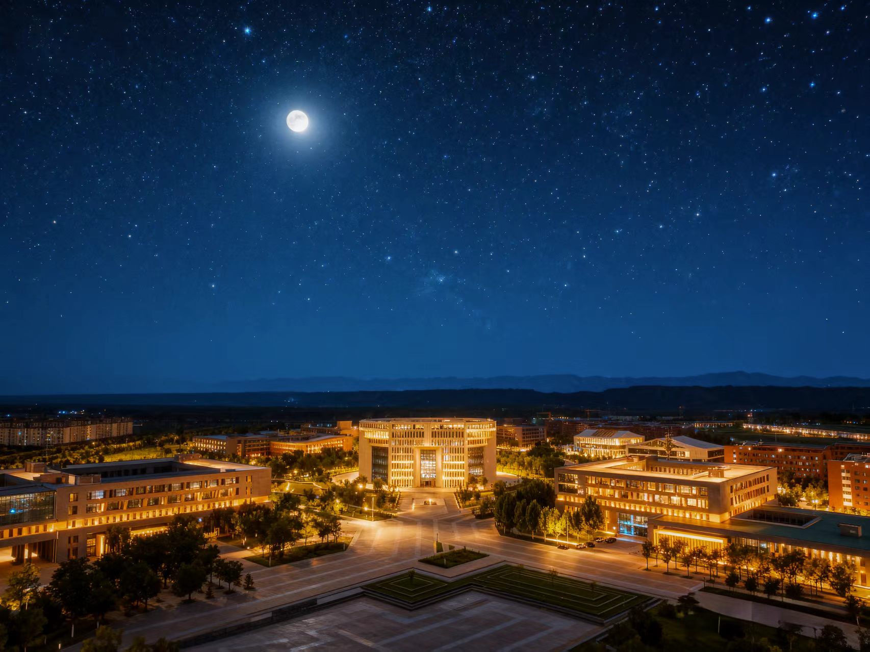 美丽的校园夜景